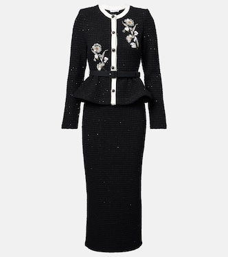 Sequined floral tweed midi dress | Self-Portrait