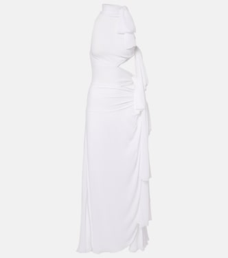 Asymmetric bow-detail georgette maxi dress | Alaïa