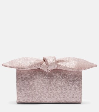Bow Tie Mini metallic-effect twill clutch | Aquazzura