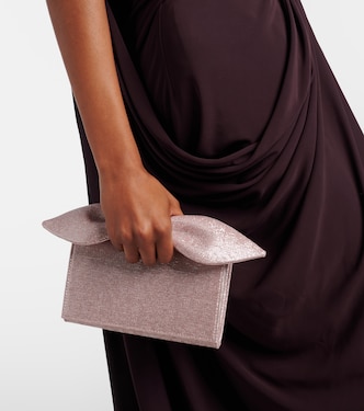 Bow Tie Mini metallic-effect twill clutch | Aquazzura