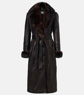 Baez shearling-trimmed leather coat | Nour Hammour