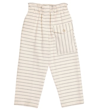 Pantalones de algodón a rayas | Brunello Cucinelli Kids