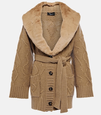 Cárdigan de lana ribeteado con borrego | Blumarine