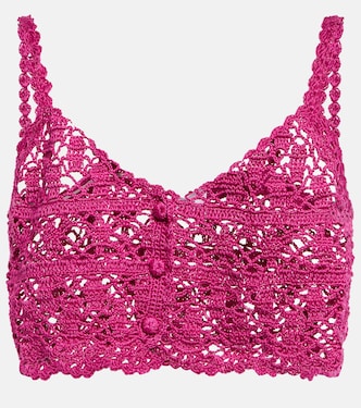Top cropped Bianca in crochet di cotone | Anna Kosturova