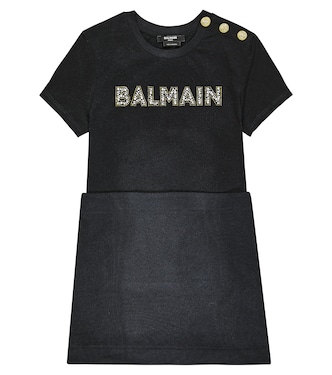 Logo cotton jersey dress | Balmain Kids