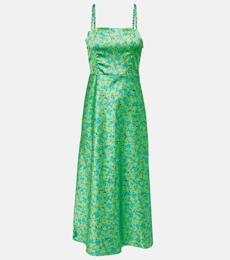 Robe midi en satin à fleurs | Rotate