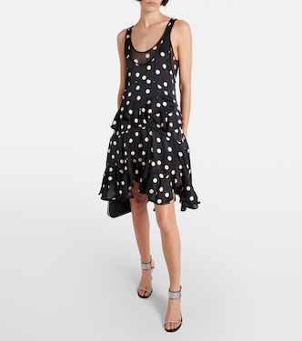 Polka-dot tiered silk-trimmed midi dress | Stella McCartney