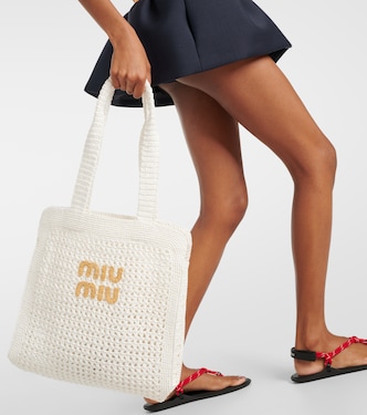 Borsa Medium in crochet con logo | Miu Miu