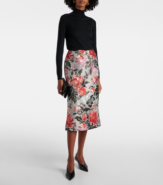 Jupe crayon en jacquard à fleurs | Carolina Herrera
