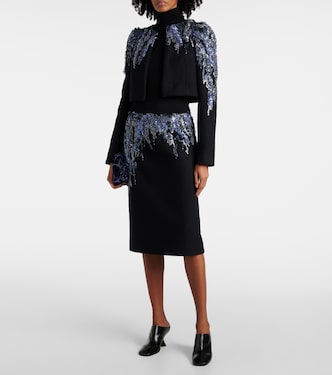 Gonna midi in misto lana con paillettes | Dries Van Noten