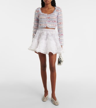 Cardigan cropped in tulle con volant | Susan Fang