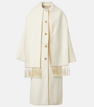 Fringed embroidered wool scarf coat | Toteme