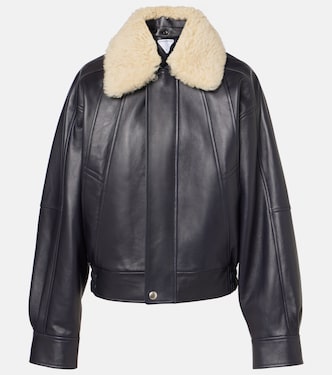 Shearling-trimmed leather blouson | Bottega Veneta