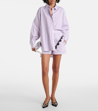 Shorts in cotone a righe con pizzo | The Attico