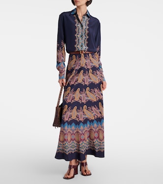 Gonna midi in seta con stampa paisley | Etro