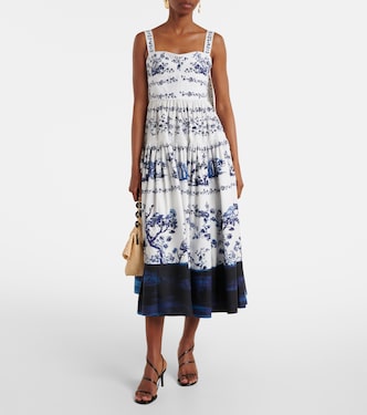 Vestido midi de algodón estampado | Erdem