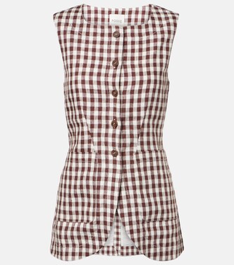 Romeo gingham linen vest  | Posse