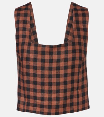 Checked linen top | Asceno