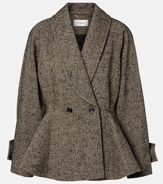 Herringbone peplum wool-blend coat | Chloé