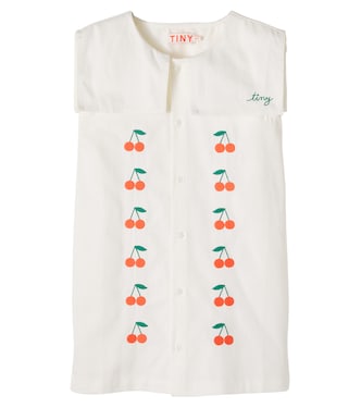 Vestido Cherries de sarga de algodón | Tinycottons