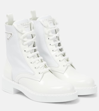 Botines Chocolate con ribetes de piel | Prada