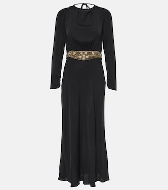 Vestido midi Elena de crepé adornado | Rixo