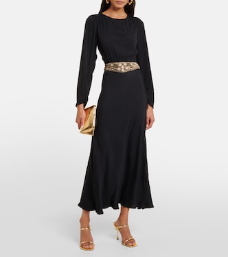 Vestido midi Elena de crepé adornado | Rixo