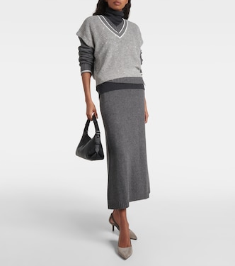 Verzierte Slingback-Pumps aus Veloursleder | Brunello Cucinelli