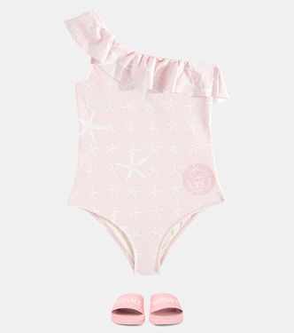 Stella Marina ruffled one-shoulder swimsuit | Versace Kids
