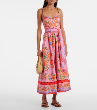 Vestido midi Sicily Flowers de algodón | Farm Rio