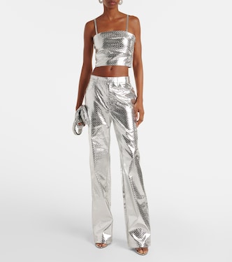 Metallic-effect draped top | Rotate