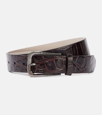 Croc-effect leather belt | Brunello Cucinelli