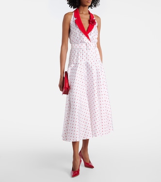 Vestido midi en sarga de seda con lunares | Rodarte