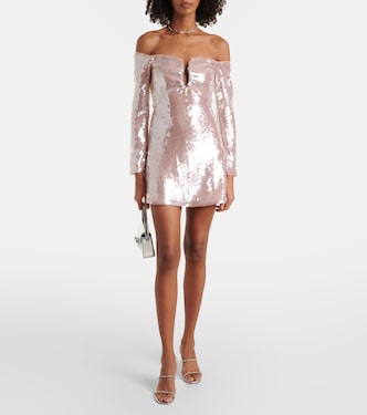 Sequined off-shoulder minidress | Self-Portrait