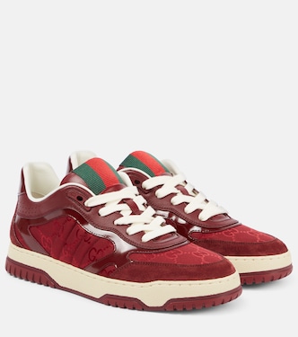 Web Stripe suede-trimmed sneakers | Gucci