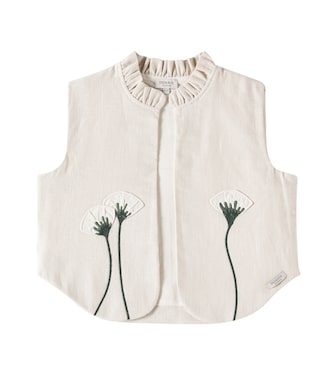Sugy ruffled appliqué linen vest | Donsje