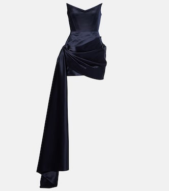 Asymmetric satin corset dress | Alex Perry