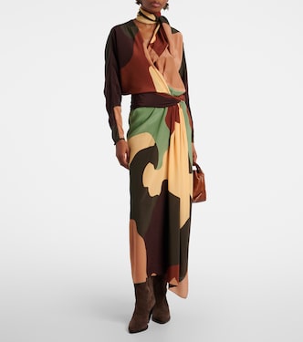 Vestido largo de seda estampado | Johanna Ortiz