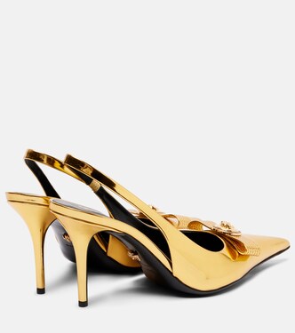 Slingback-Pumps Gianni Ribbon 85 aus Lackleder | Versace