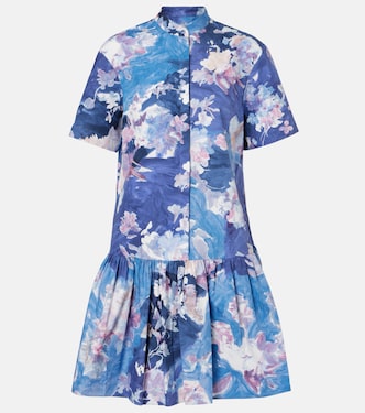 Floral peplum cotton poplin minidress | Erdem
