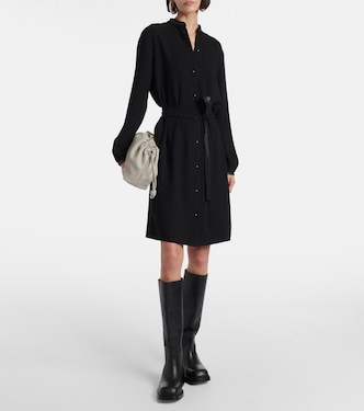 Hemdblusenkleid mit Lederimitat | Vince