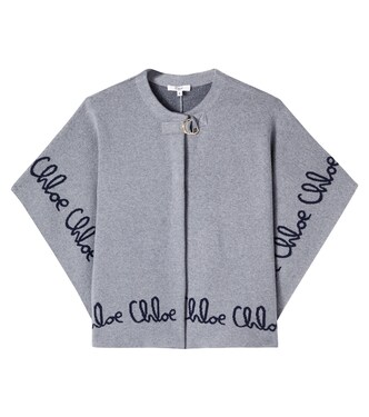 Logo cotton and wool cape | Chloé Kids