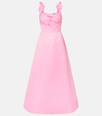 Vestido largo Rianne con aplique floral | Leo Lin