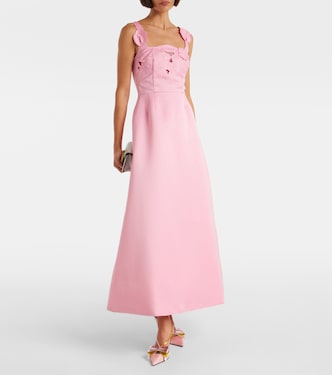 Vestido largo Rianne con aplique floral | Leo Lin