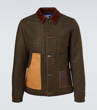 Checked leather-trimmed wool jacket | Junya Watanabe