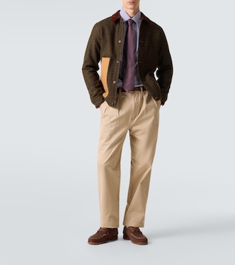 Checked leather-trimmed wool jacket | Junya Watanabe