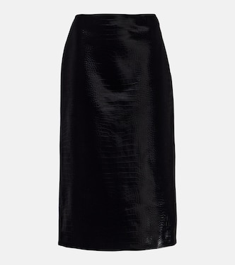 Croc-effect leather pencil skirt | Gucci