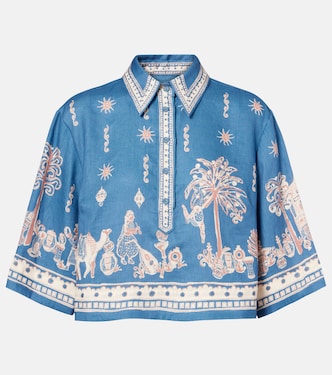 Chemise raccourcie Acacia imprimée en lin | Alémais