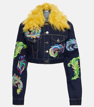 Bestickte Cropped-Jeansjacke | Area