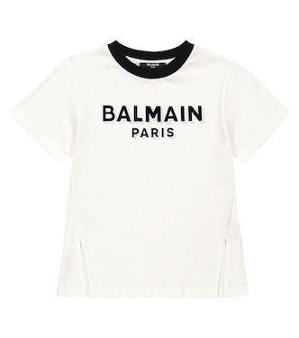 T-shirt in jersey di cotone con logo | Balmain Kids